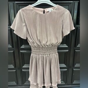 She + Sky Pleated Dress in Taupe